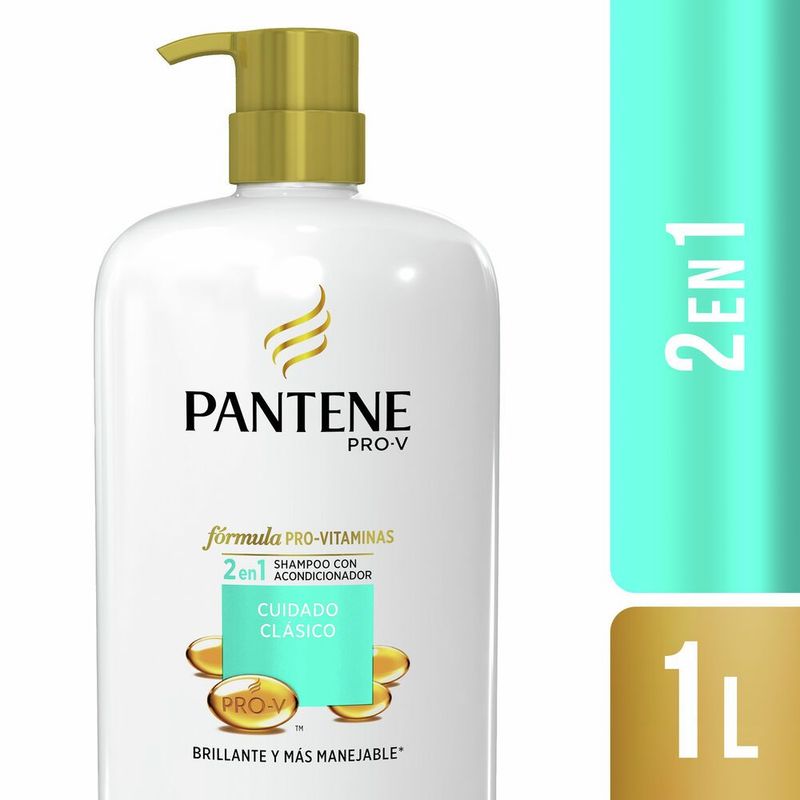 PANTENE - Shampoo Con Acondicionador Pantene Pro V 2 En 1 Cuidado Clásico Botella 1L