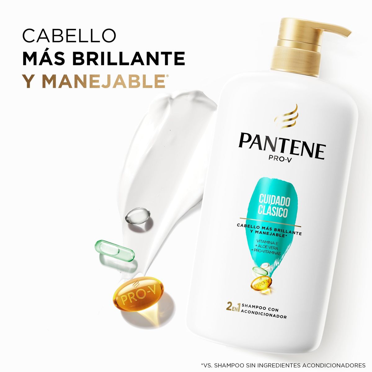 PANTENE - Shampoo 2 en 1 Pantene Cuidado Clásico Botella 1 L