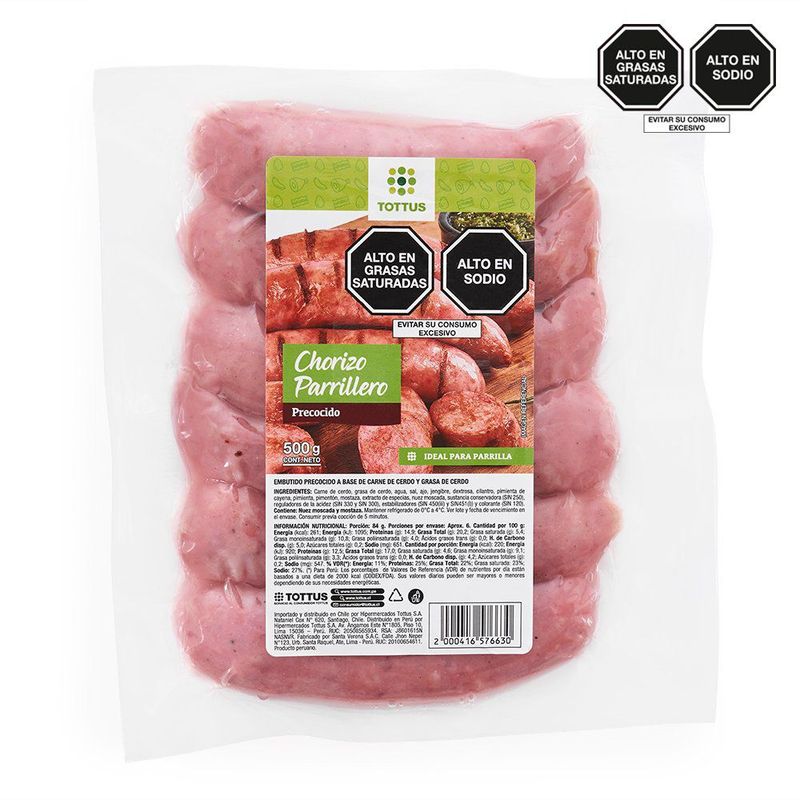 TOTTUS - Chorizo Parrillero Premium Tottus 500 g