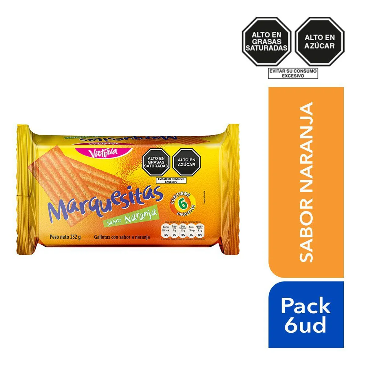 VICTORIA - Galletas Marquesitas Naranja Sixpack 252 g