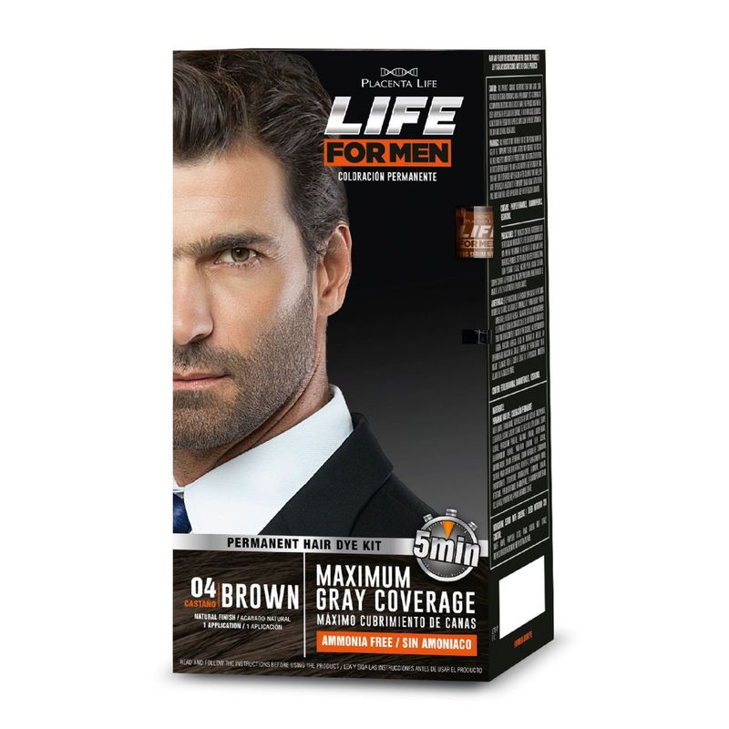 PLACENTA LIFE FOR MEN - Kit Tinte Capilar Placenta Life For Men Tono 4 Castaño