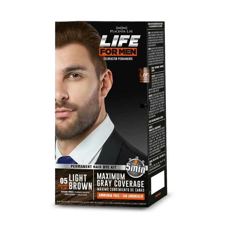 PLACENTA LIFE FOR MEN - Kit Tinte Capilar Placenta Life For Men Tono 5 Castaño Claro