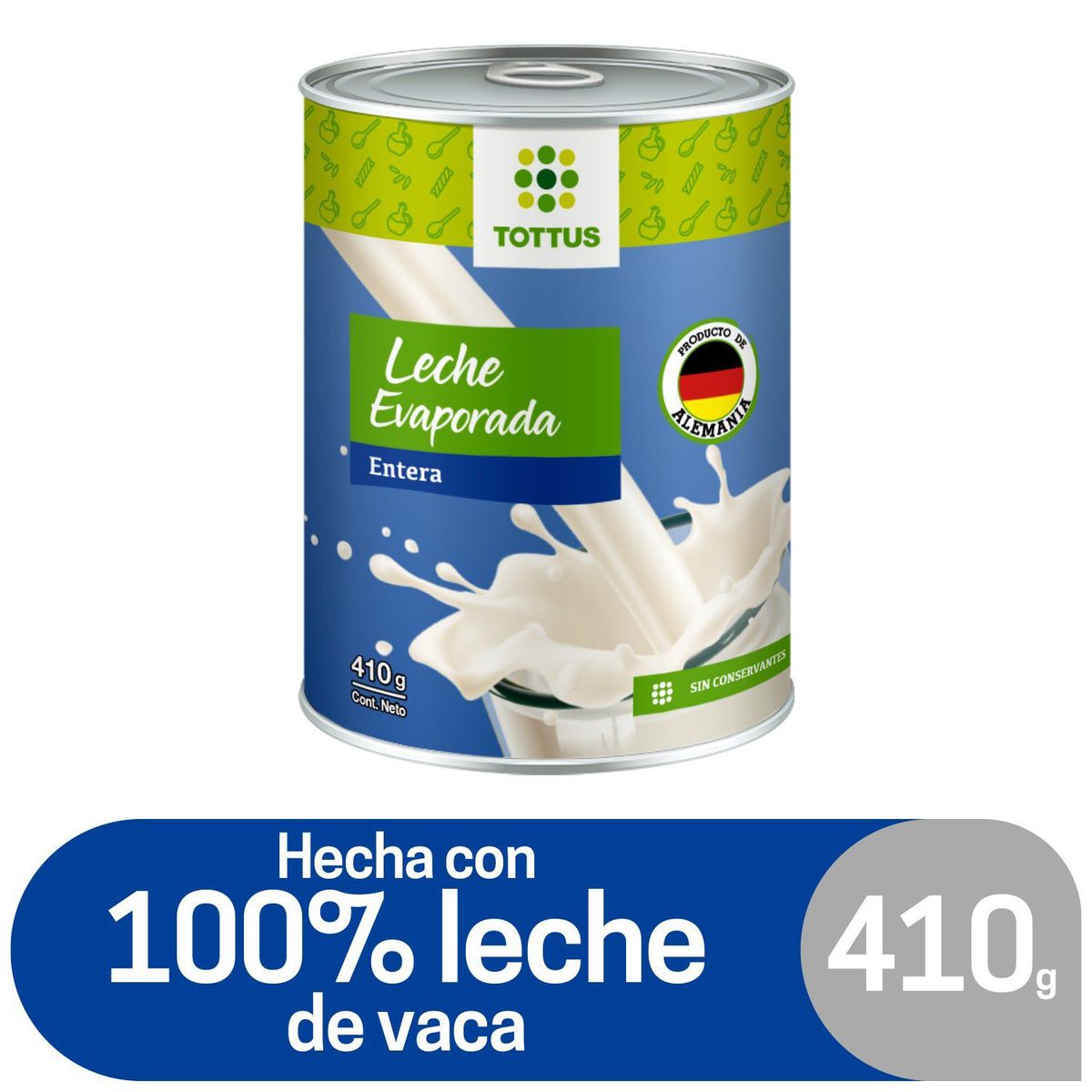 TOTTUS - Leche Evaporada Tottus Lata 410 g