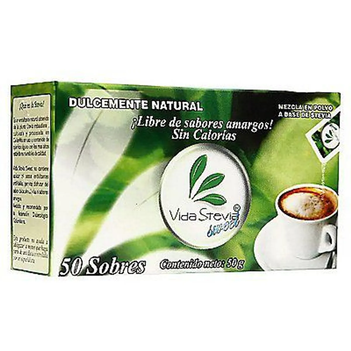 VIDA STEVIA - Endulzante Vida Stevia en Polvo Caja 50 Sobres