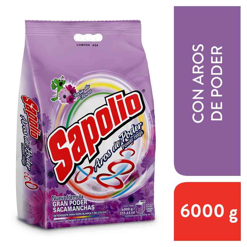 SAPOLIO - Detergente en Polvo Sapolio Floral Bolsa 6000 g