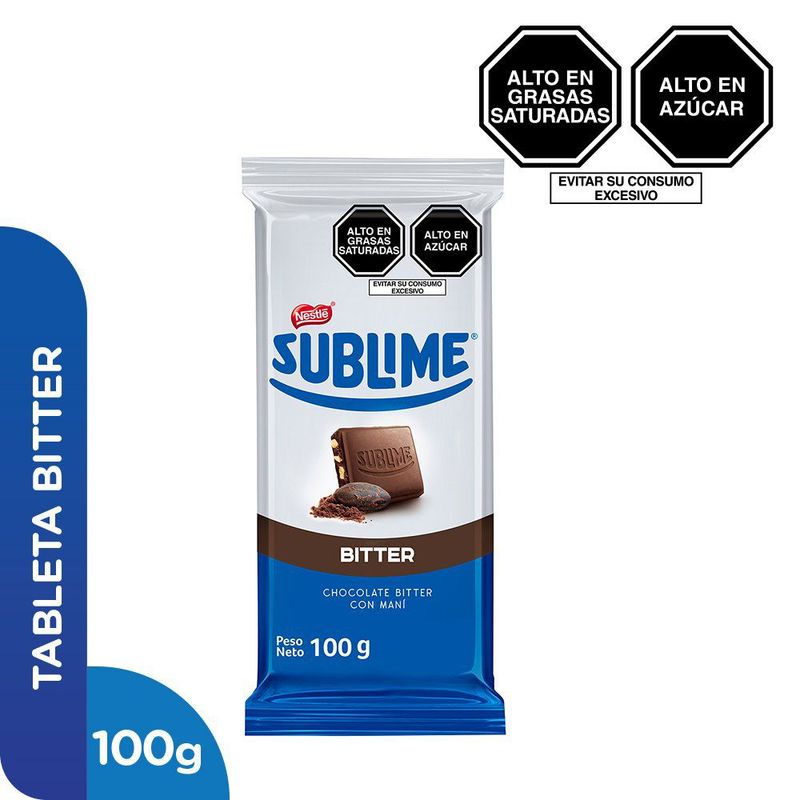 SUBLIME - Chocolate Sublime Bitter con Maní Sobre Empaque 100 g