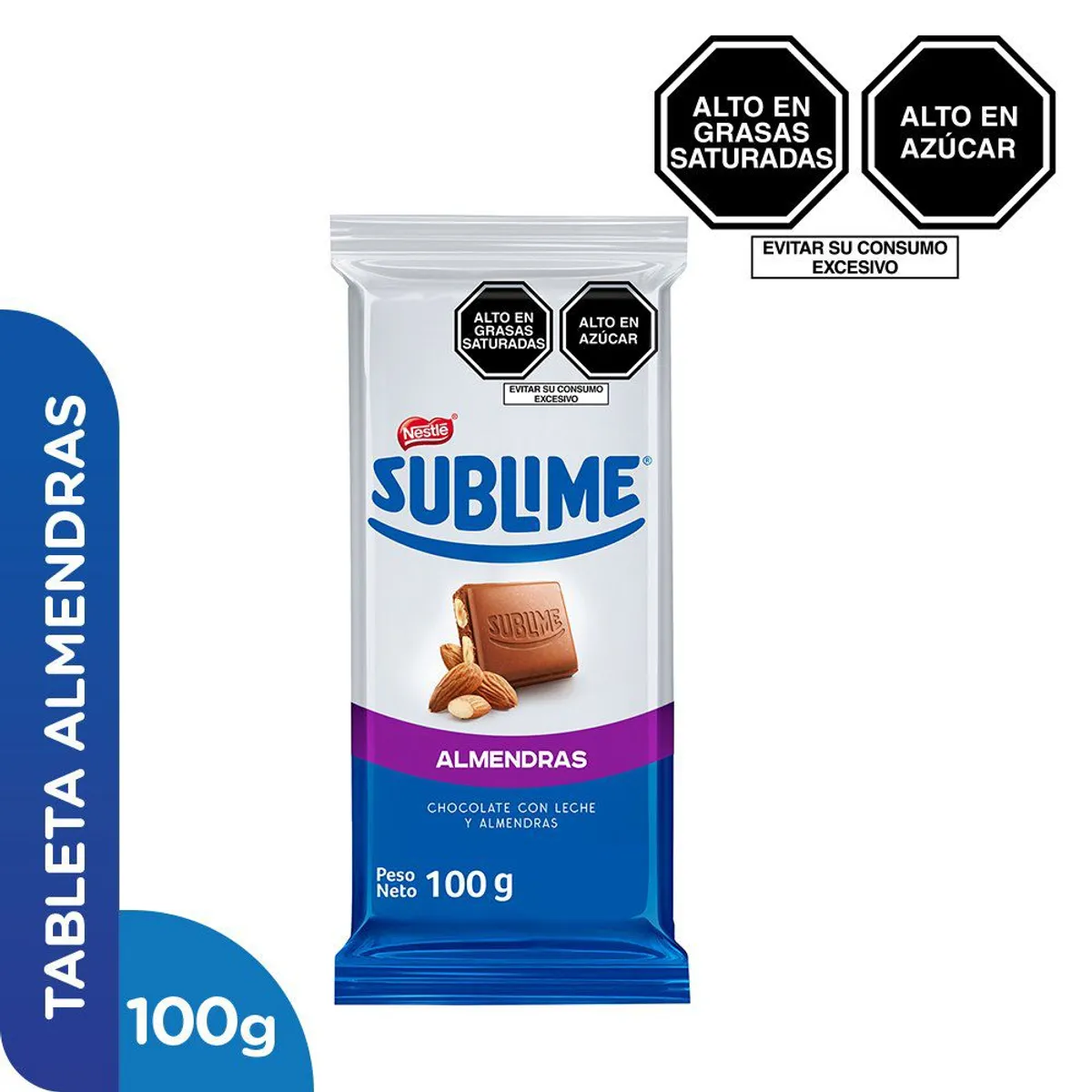 SUBLIME - Chocolate con Leche y Almendras en Barra Sublime Empaque 100 g