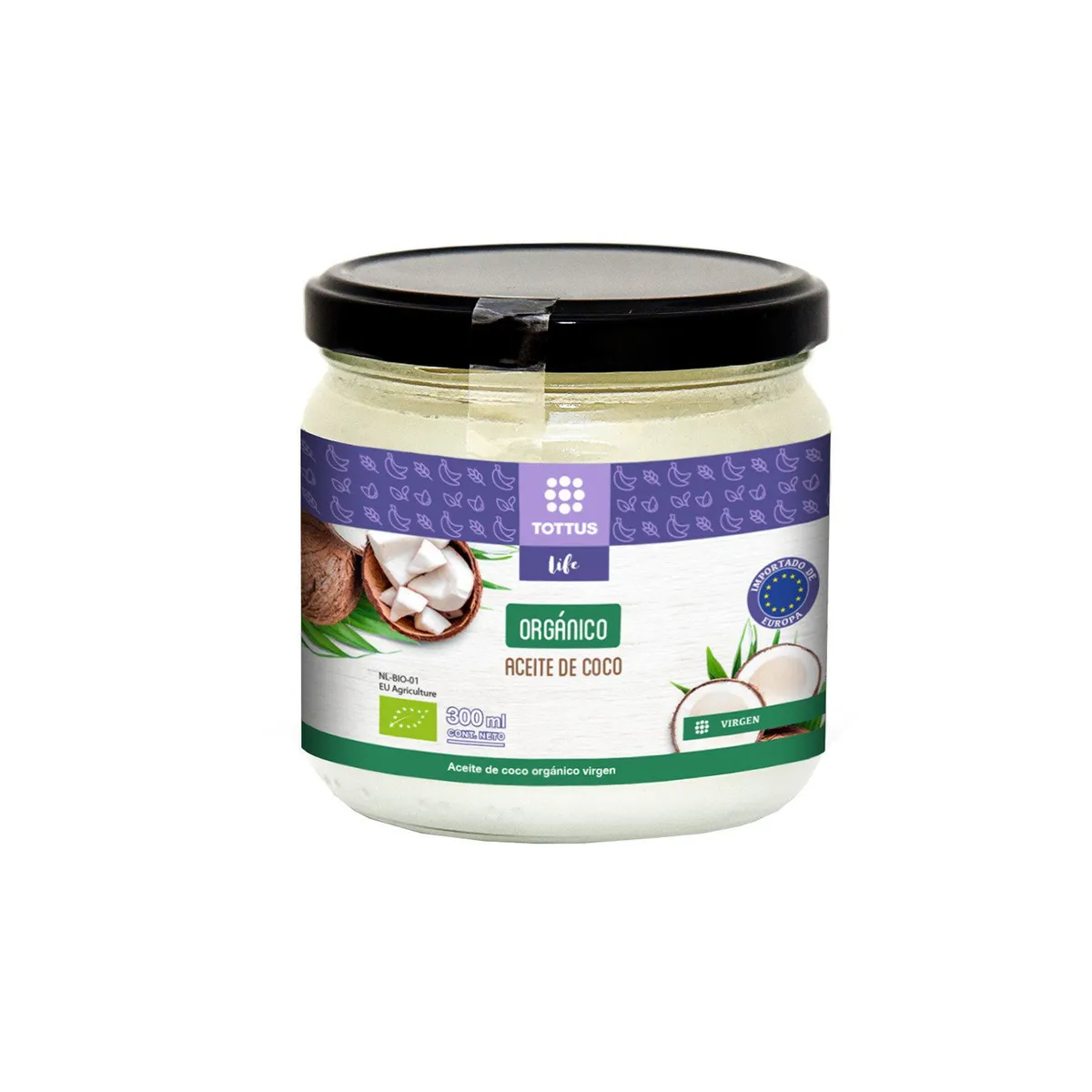 TOTTUS LIFE - Aceite de Coco Extra Virgen Orgánico Tottus Life Botella 300 mL