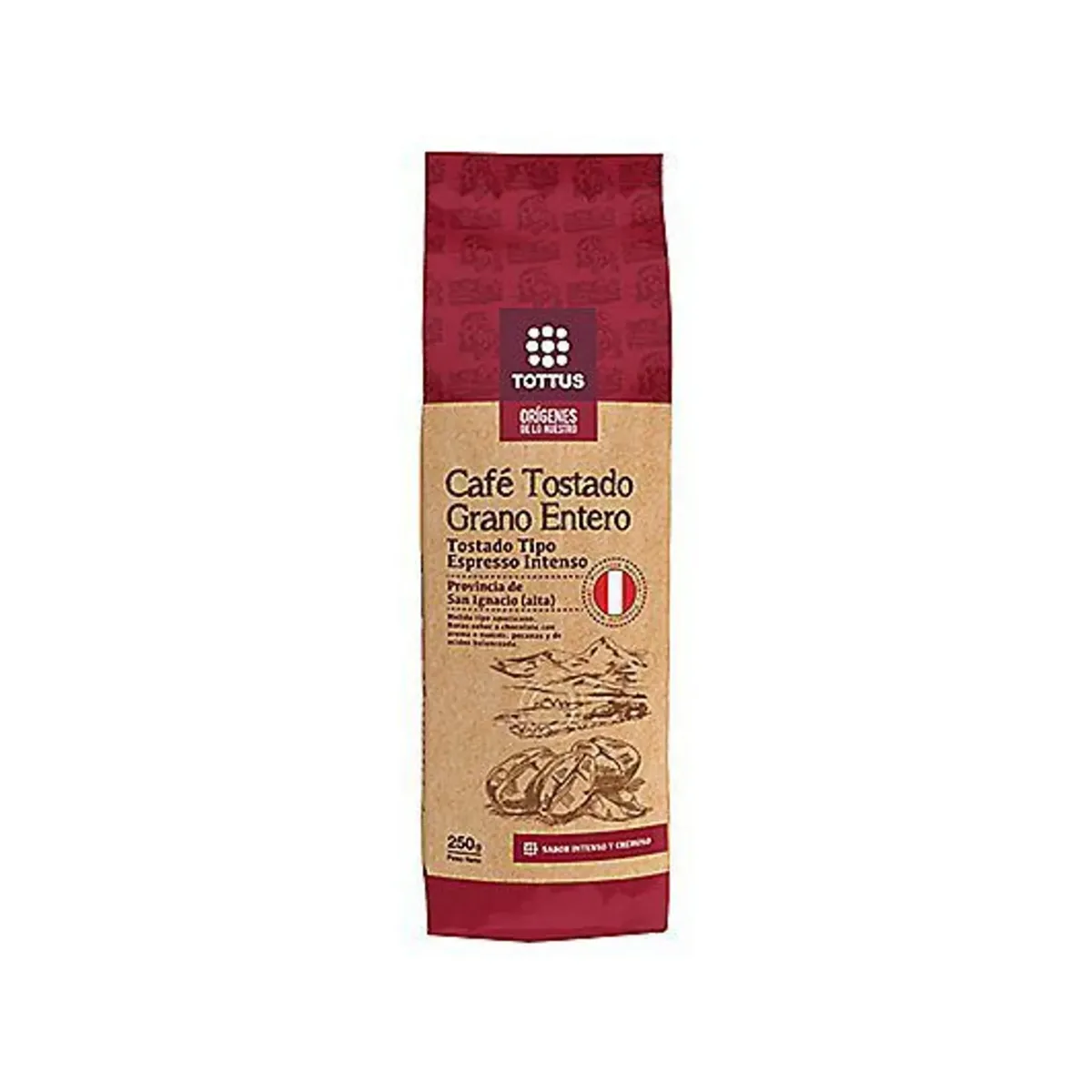 TOTTUS ORIGENES - Café Tostado Tottus Orígenes Grano Entero Bolsa 250 g