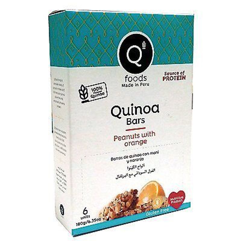 QFOODS - Barra de Quinua QFoods Maní y Naranja Caja 180 g