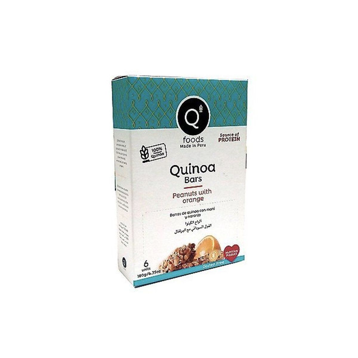 QFOODS - Barra de Quinua QFoods Maní y Naranja Caja 180 g