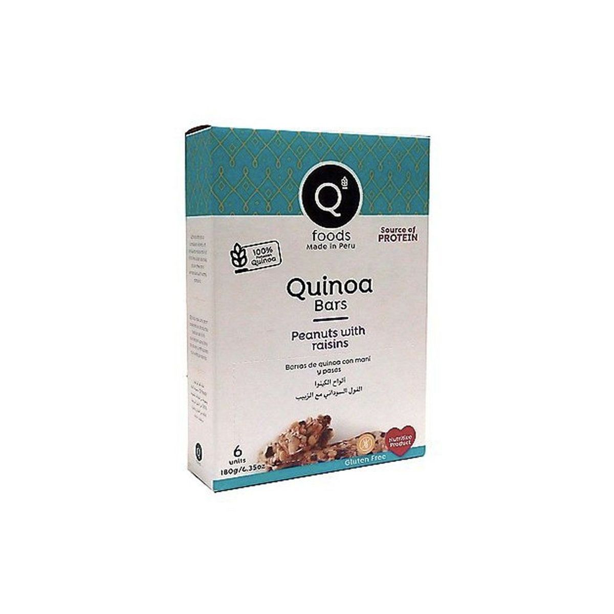 QFOODS - Barra de Quinua QFoods Maní y Pasas Caja 180 g