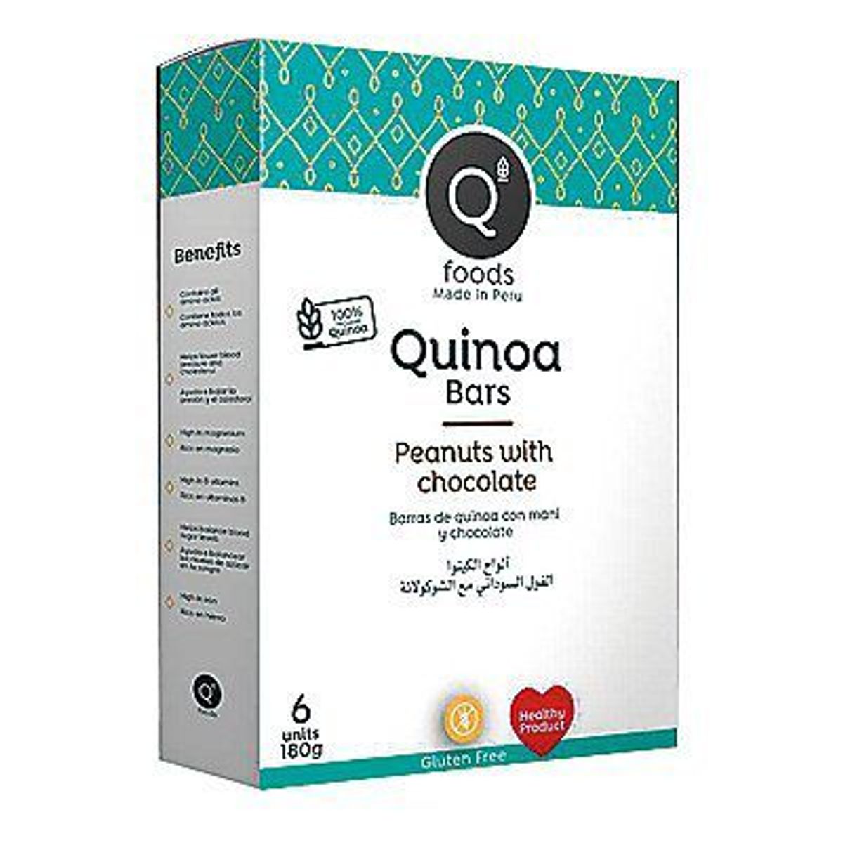 QFOODS - Barras de Quinua QFoods Maní y Chocolate Caja 180 g
