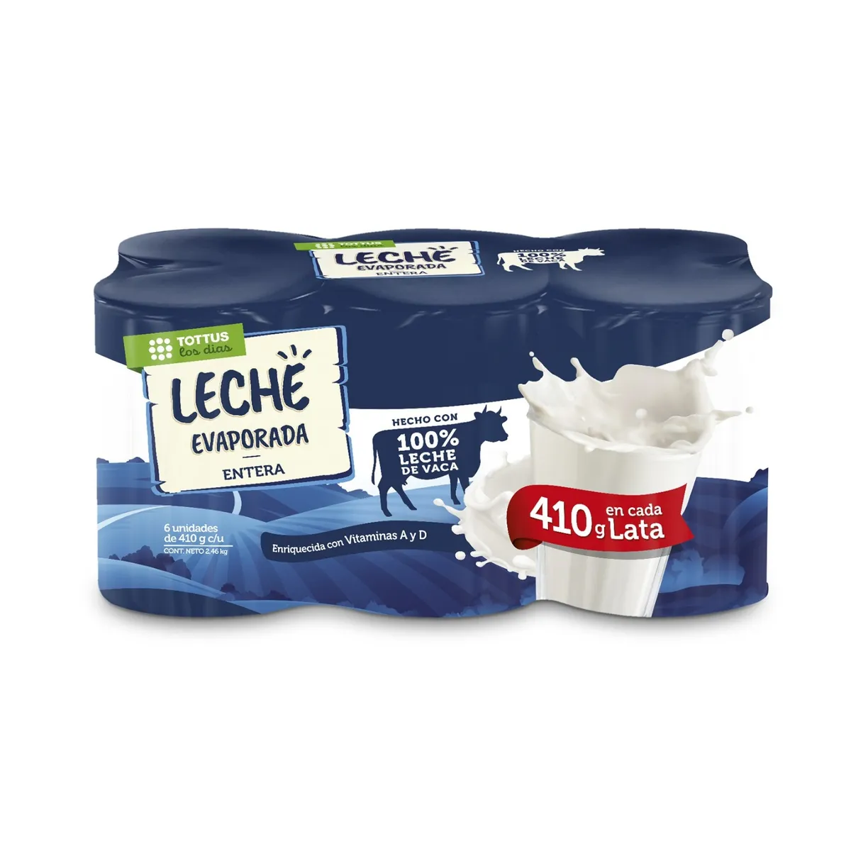 TOTTUS - Leche Evaporada Tottus Sixpack Lata 410 g