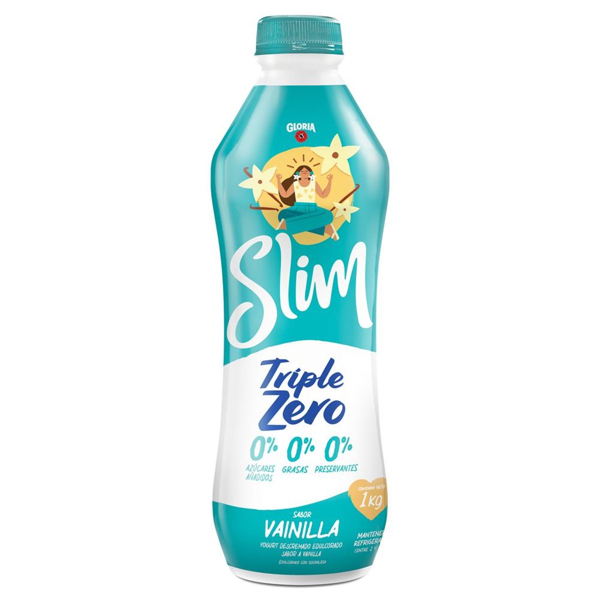 GLORIA - Yogurt Gloria Slim Triple Zero Vainilla Botella 1 Kg