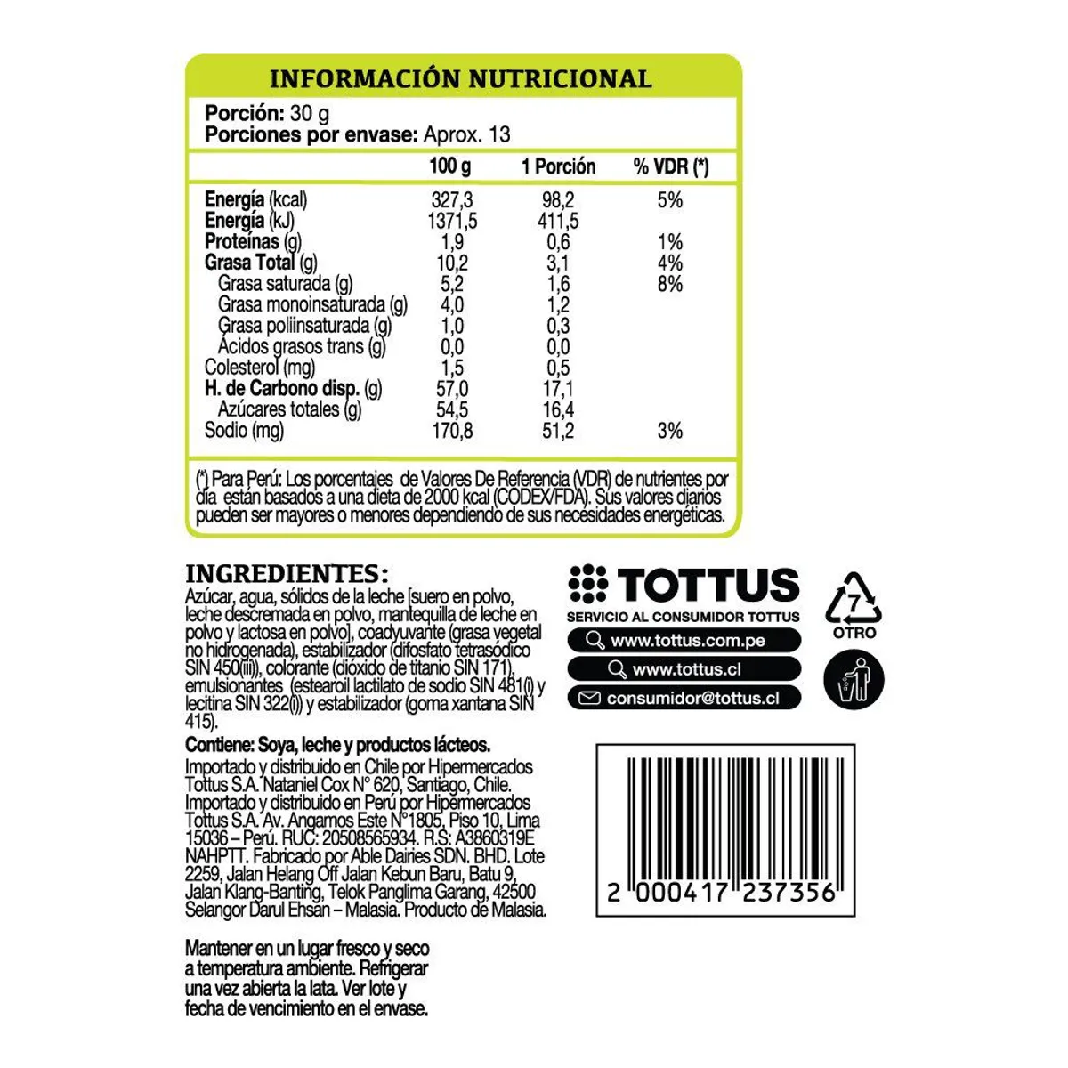 TOTTUS - Leche Condensada Tottus 380 g