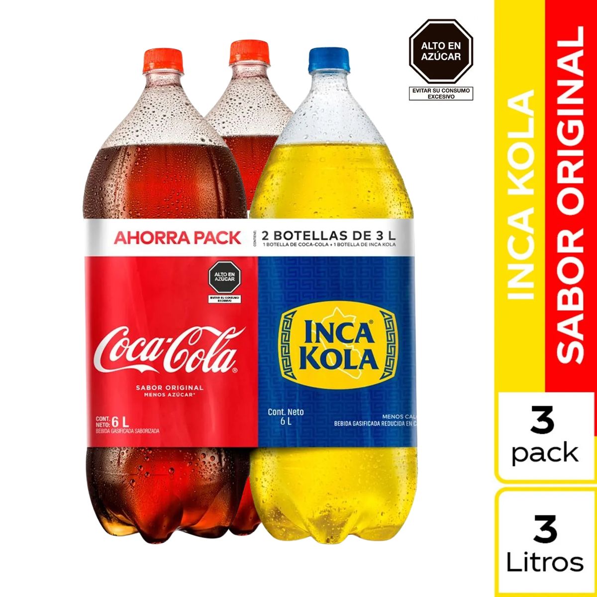 COCA COLA - Gaseosas 2 Coca Cola 3 L + 1 Inca Kola 3 L