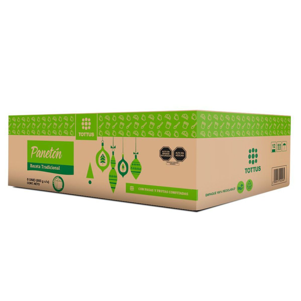 TOTTUS - Caja x 6 Panetón Navidad En Caja Tottus