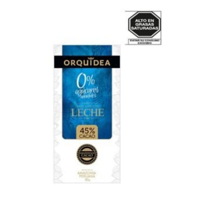 ORQUIDEA - Chocolate en Barra con Leche Orquídea Cacao Sin Azúcar Empaque 90 g