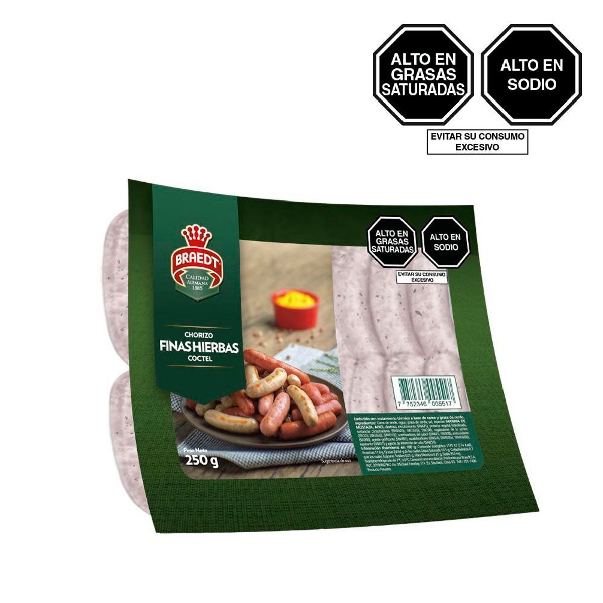 BRAEDT - Chorizos Finas Hierbas Coctél Braedt Empaque 250 g