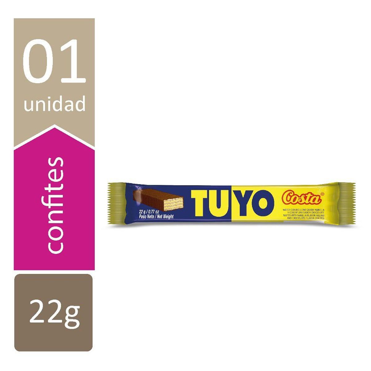 COSTA - Wafer Costa Tuyo Chocolate Bolsa Laminada x 22 g