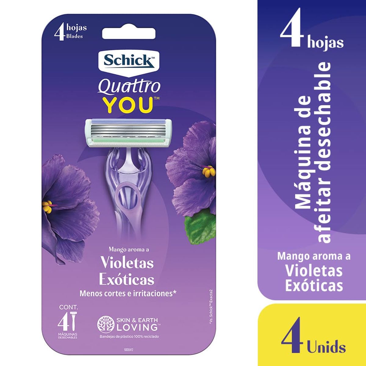 SCHICK - Máquina de Afeitar Descartable Schick Quattro for Women You Empaque 4 Und