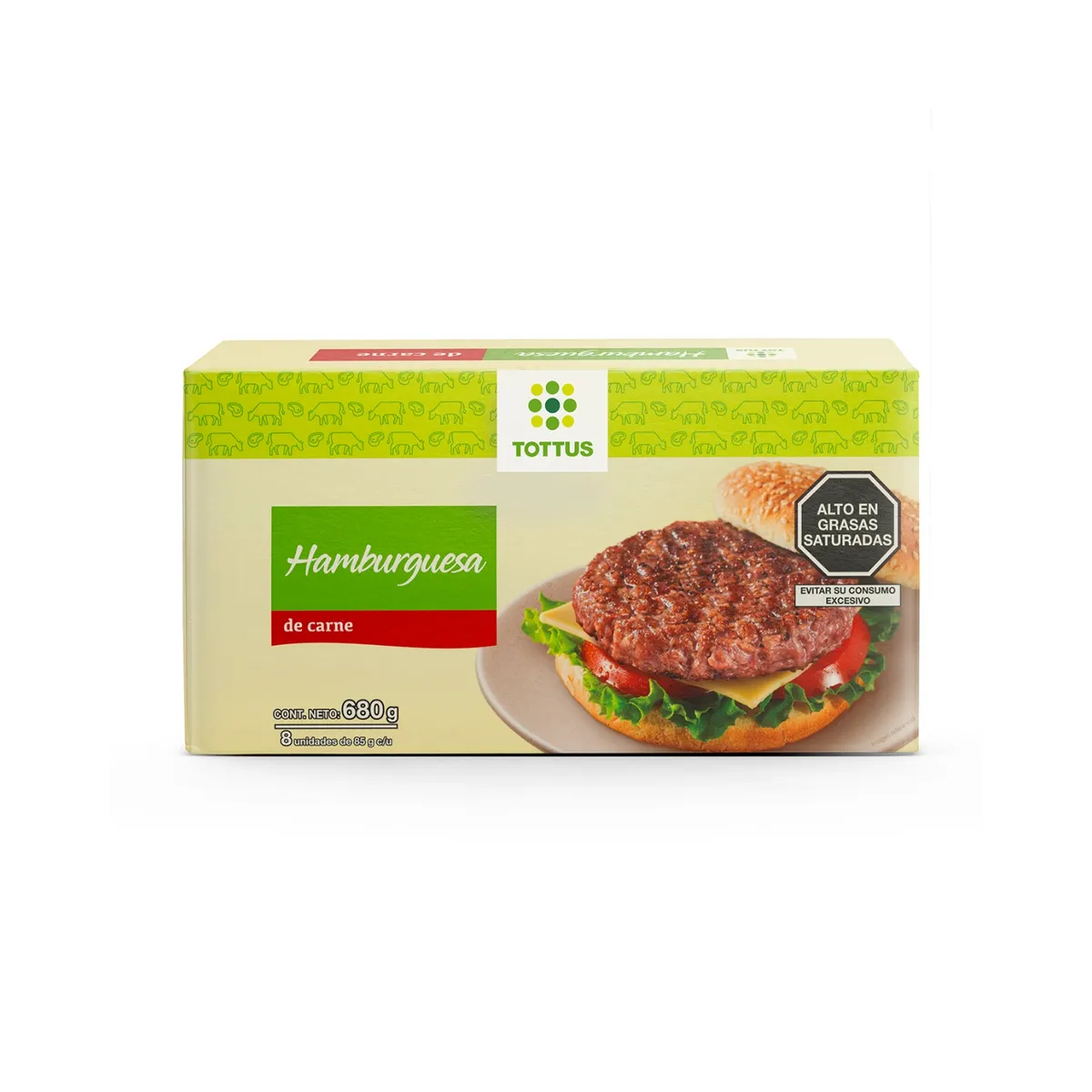 TOTTUS - Hamburguesa de Carne Tottus Caja 8 Und