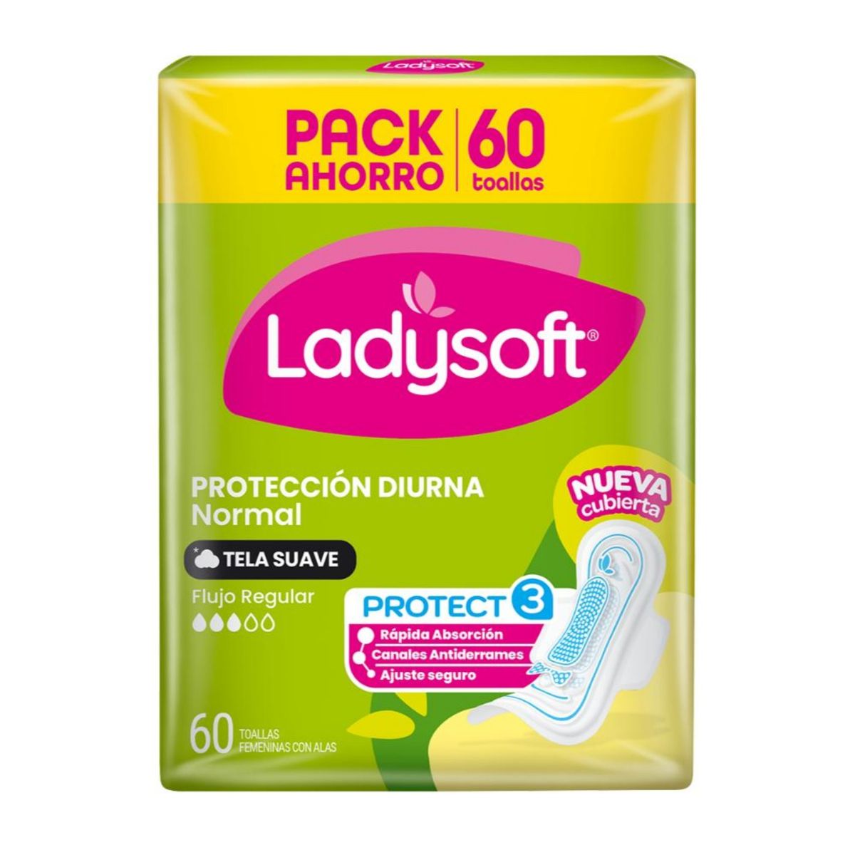 LADYSOFT - Toallas Higiénicas Ladysoft Normal Tela Suave Empaque 60 Und