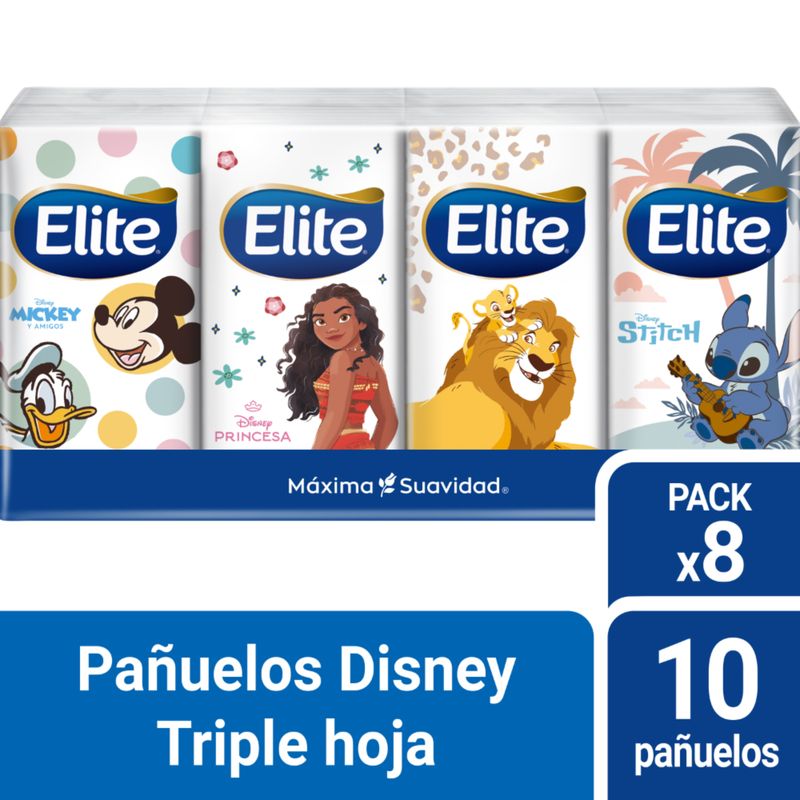 ELITE - Panuelo Elite Disney Aloe Triple Hoja Pack 8 Empaques 10 Und