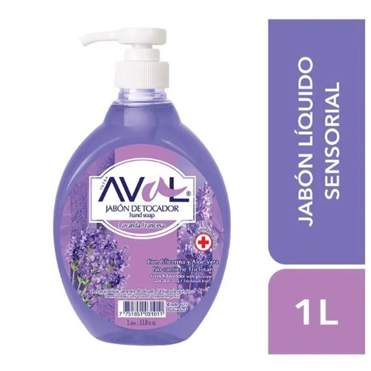 AVAL - Jabón Líquido Aval Antibacterial Lavanda Francesa Envase 1 L