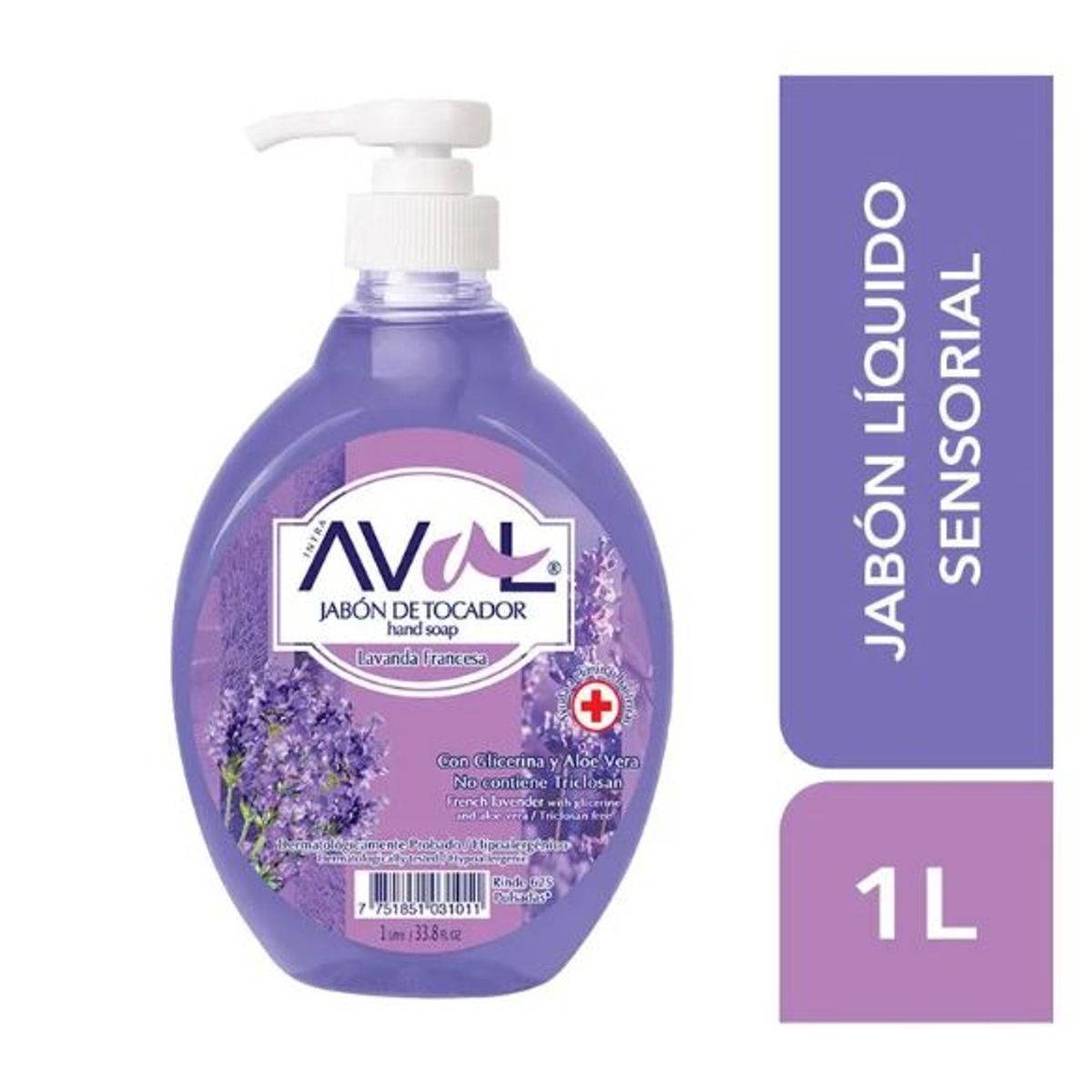 AVAL - Jabón Líquido Aval Antibacterial Lavanda Francesa Envase 1 L