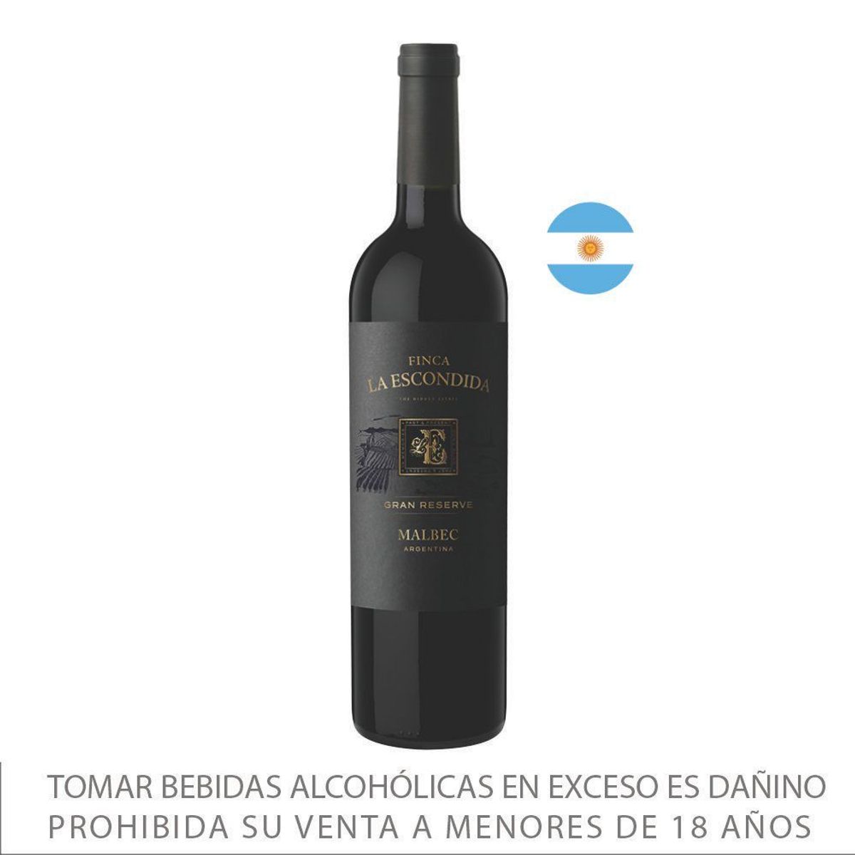 LA ESCONDIDA - Vino La Escondida Gran Reserva Malbec Botella 750 mL