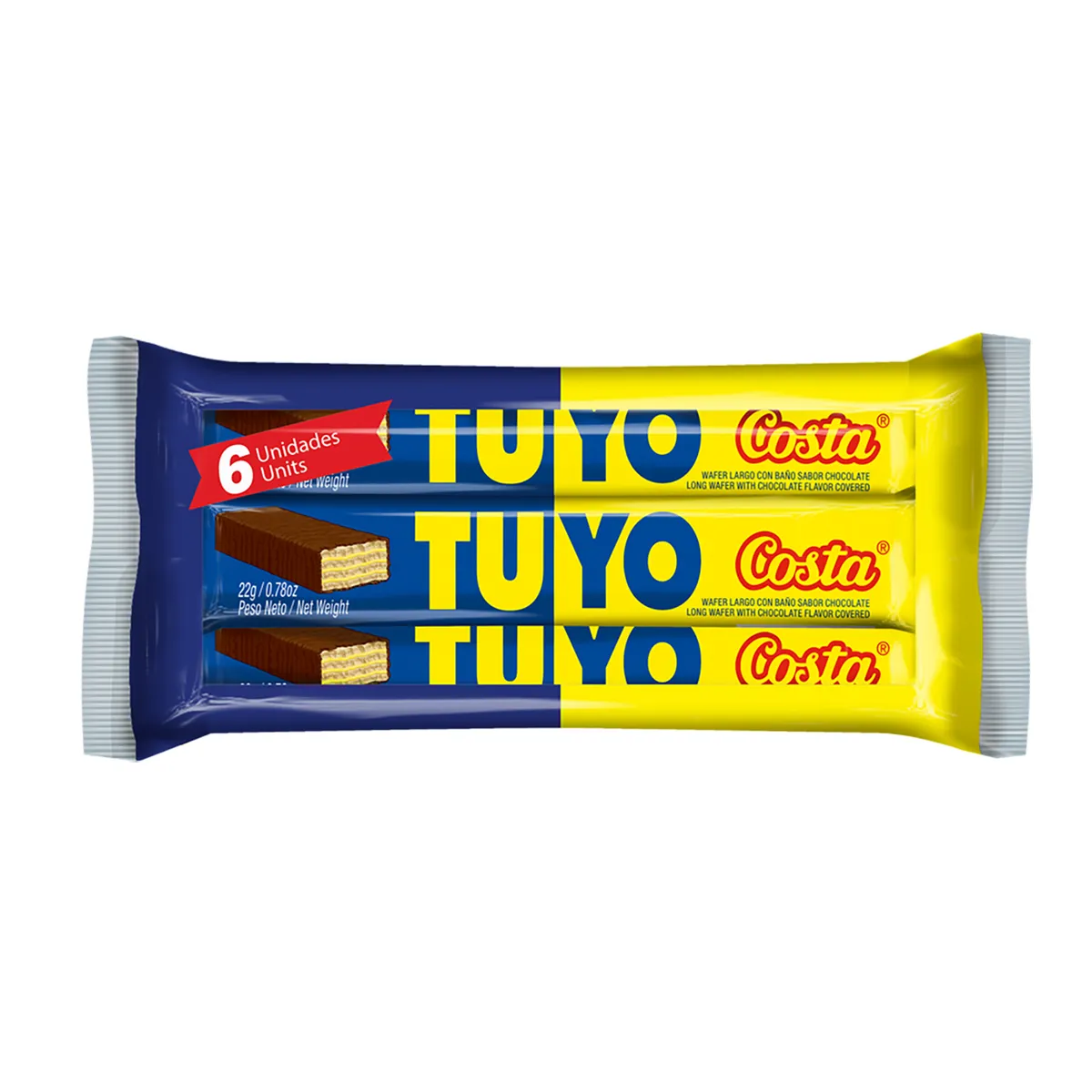 COSTA - Wafer Costa Tuyo Chocolate Sixpack Empaque 22 g