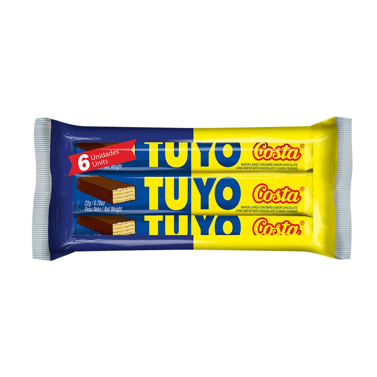 COSTA - Wafer Costa Tuyo Chocolate Sixpack Empaque 22 g