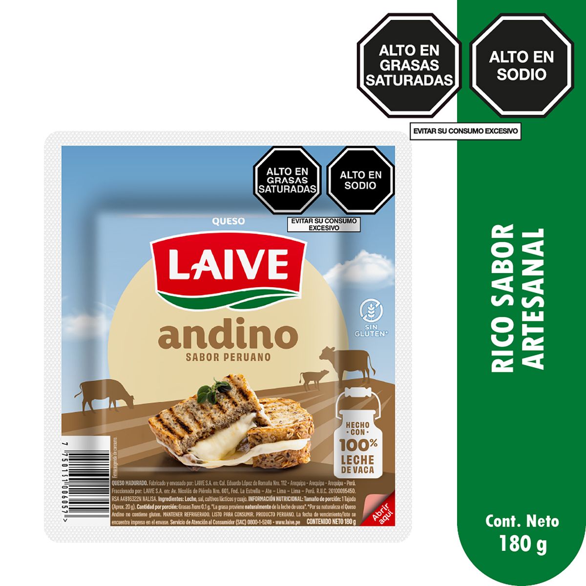LAIVE - Queso Andino Laive Empaque 180 g