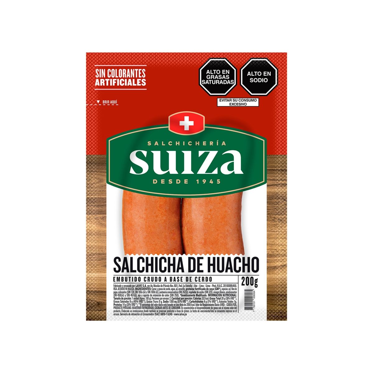 SUIZA - Salchicha de Huacho Suiza Empaque 200 g