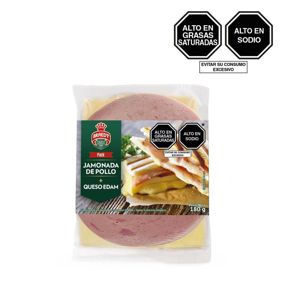 BRAEDT - Pack Jamonada de Pollo y Queso Edam Empaque 180 g
