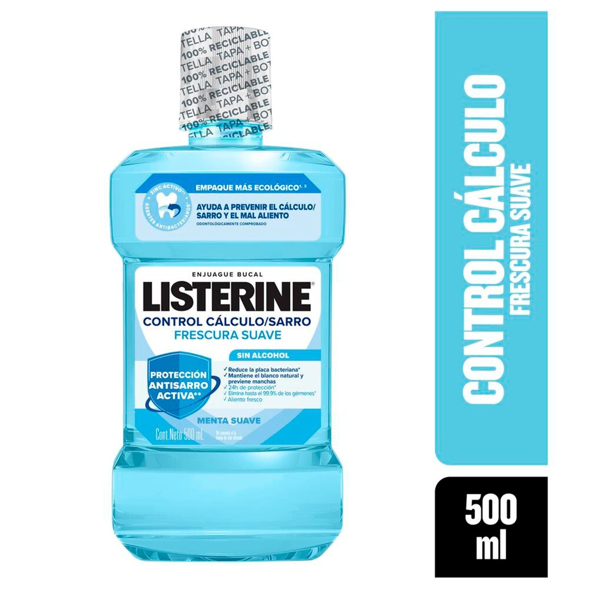 LISTERINE - Enjuague Bucal Listerine Control Cálculo y Sarro Zero Botella 500 mL
