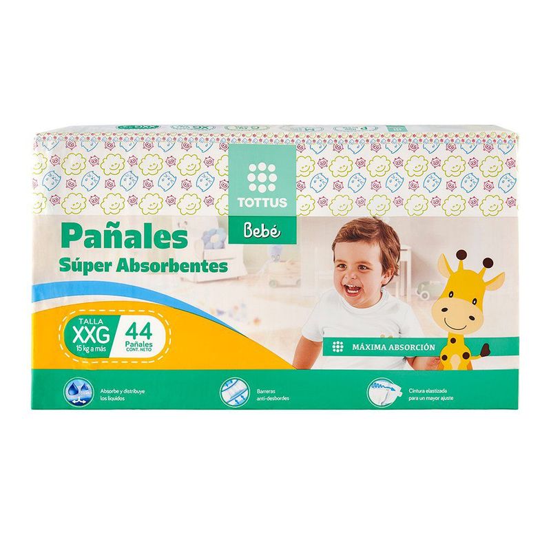 TOTTUS - Pañales Tottus Súper Absorbentes Talla XXG Empaque 44 Und