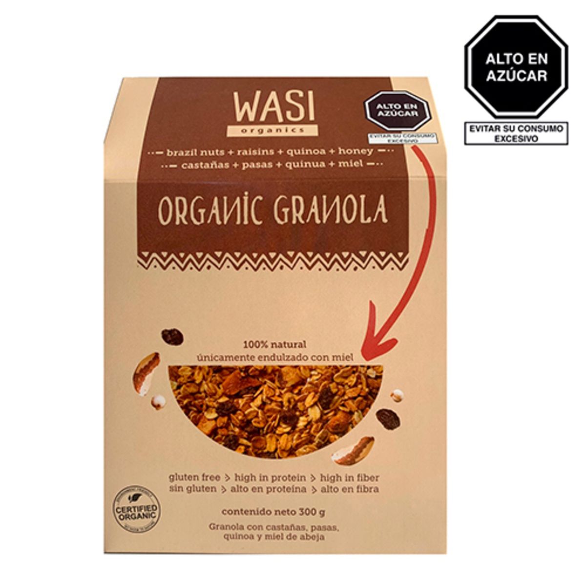 WASI ORGANICS - Granola Orgánica Wasi Organics con Miel Caja 300 g