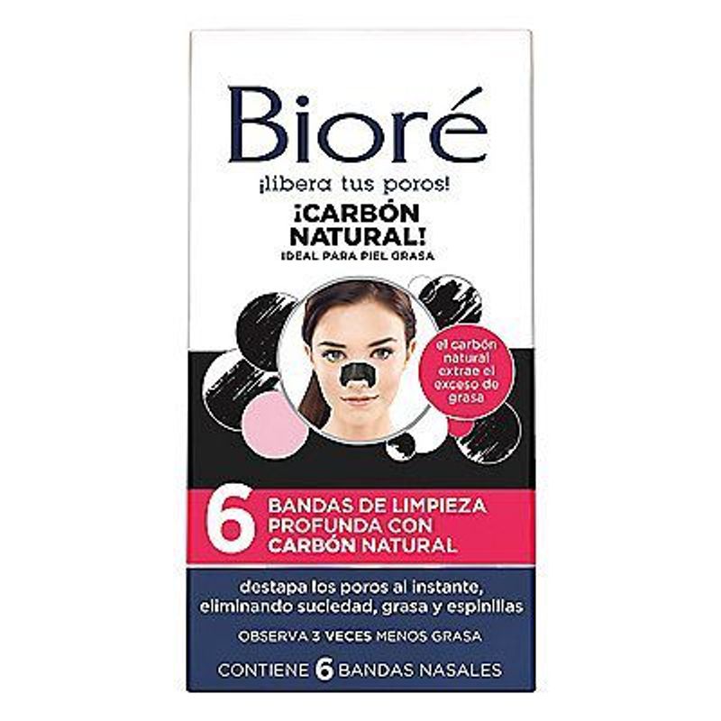 BIORE - Bandas Nasales Biore Limpieza Profunda Carbón Caja 6 Und