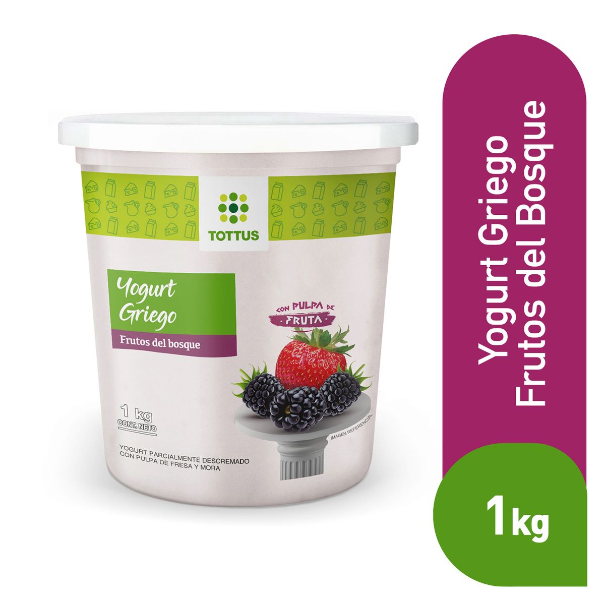TOTTUS - Yogurt Griego Tottus Frutos del Bosque Envase 1 Kg