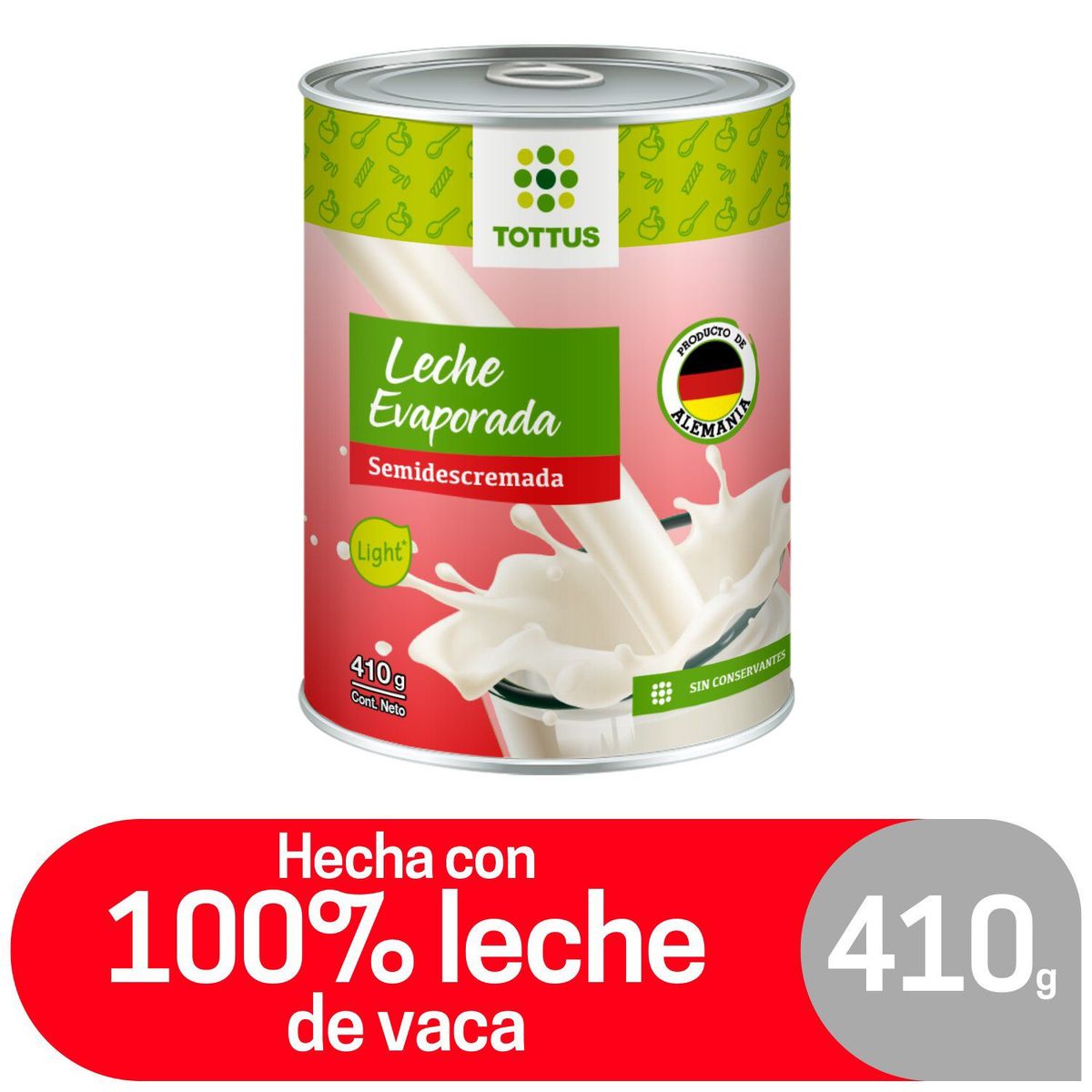 TOTTUS - Leche Evaporada Light Tottus 410 g
