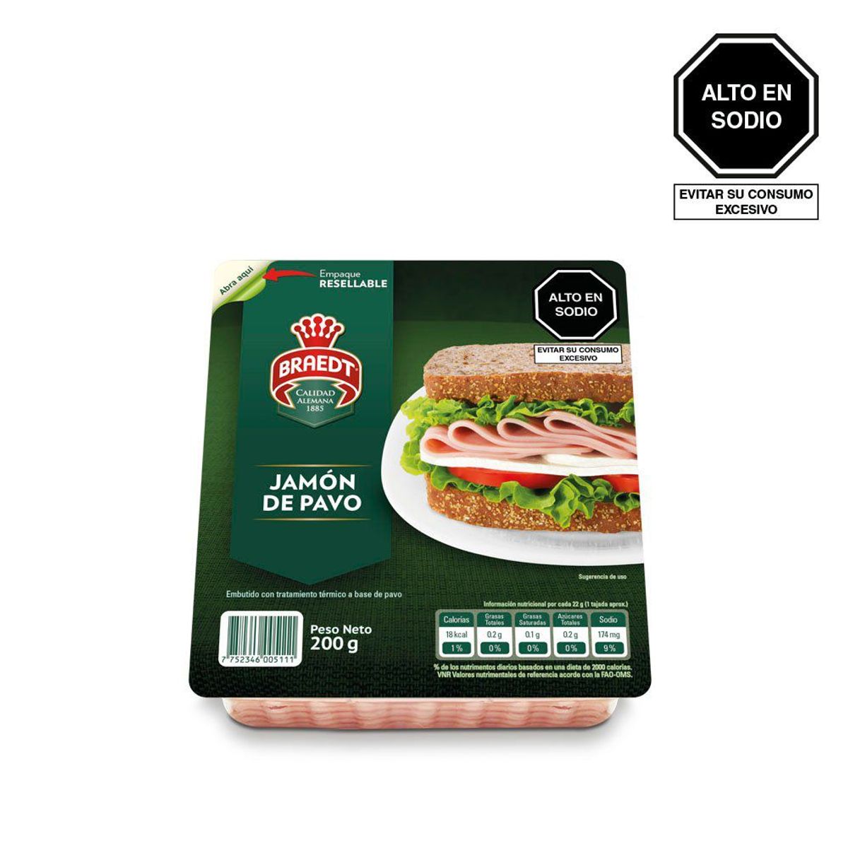 BRAEDT - Jamón de Pavo Braedt Empaque 200 g