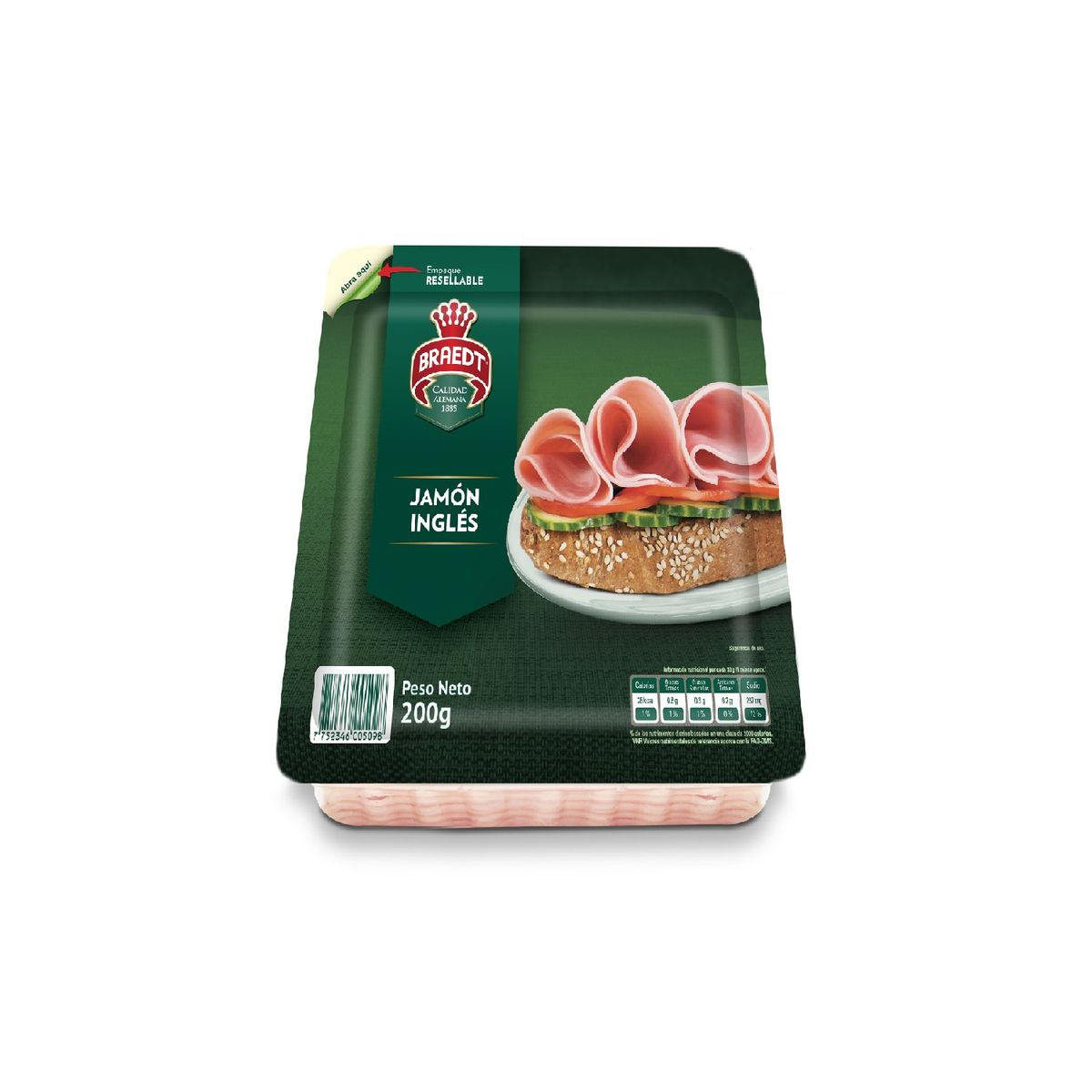 BRAEDT - Jamón Inglés Braedt Empaque 200 g