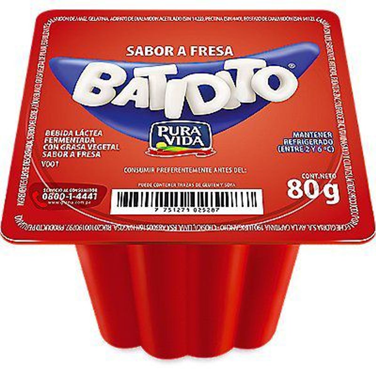 PURA VIDA - Yogurt Batidito Fresa Pura Visa Envase 80 g