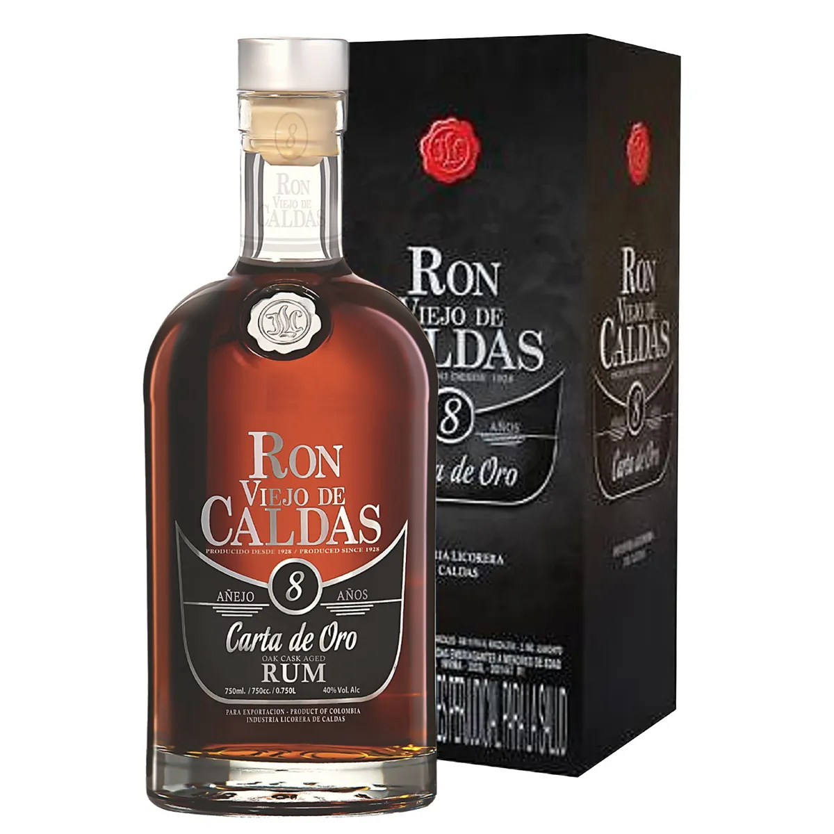 VIEJO DE CALDAS - Ron Viejo de Caldas Oro 8 Años Botella 750 mL