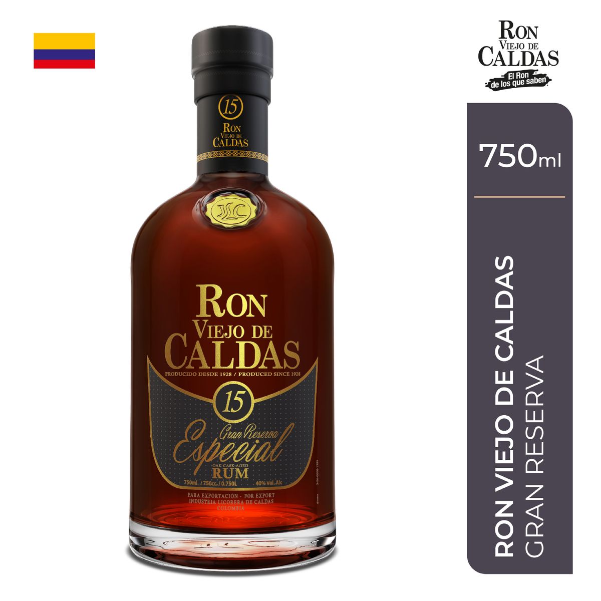 VIEJO DE CALDAS - Ron Viejo de Caldas Gran Reserva Botella 750 mL