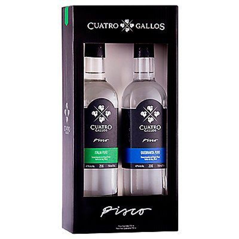 CUATRO GALLOS - Pisco Puro Italia Cuatro Gallos 700 mL + Quebranta 700 mL