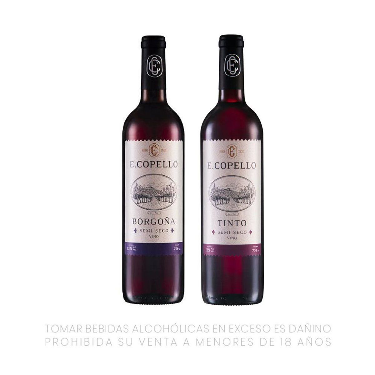 E.COPELLO - Vino Borgoña E. Copello 750 mL + Tinto Semiseco 750 mL